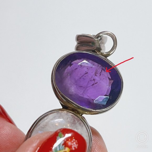 NEW LARGE AMETHYST/MOONSTONE PENDANT - 925 SILVER INDIA ARTISAN - Picture 11 of 12